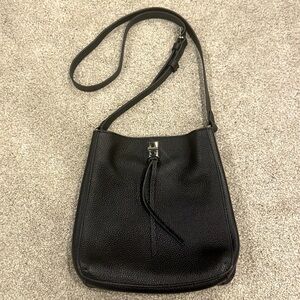 Rebecca Minkoff Darren Leather Crossbody Bucket Bag Black Purse Designer $278